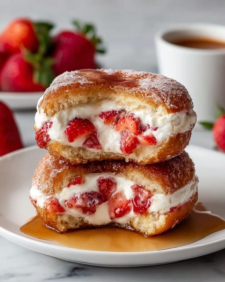 Strawberry Cream Stuffed Pancake Donut Stacks Recipe