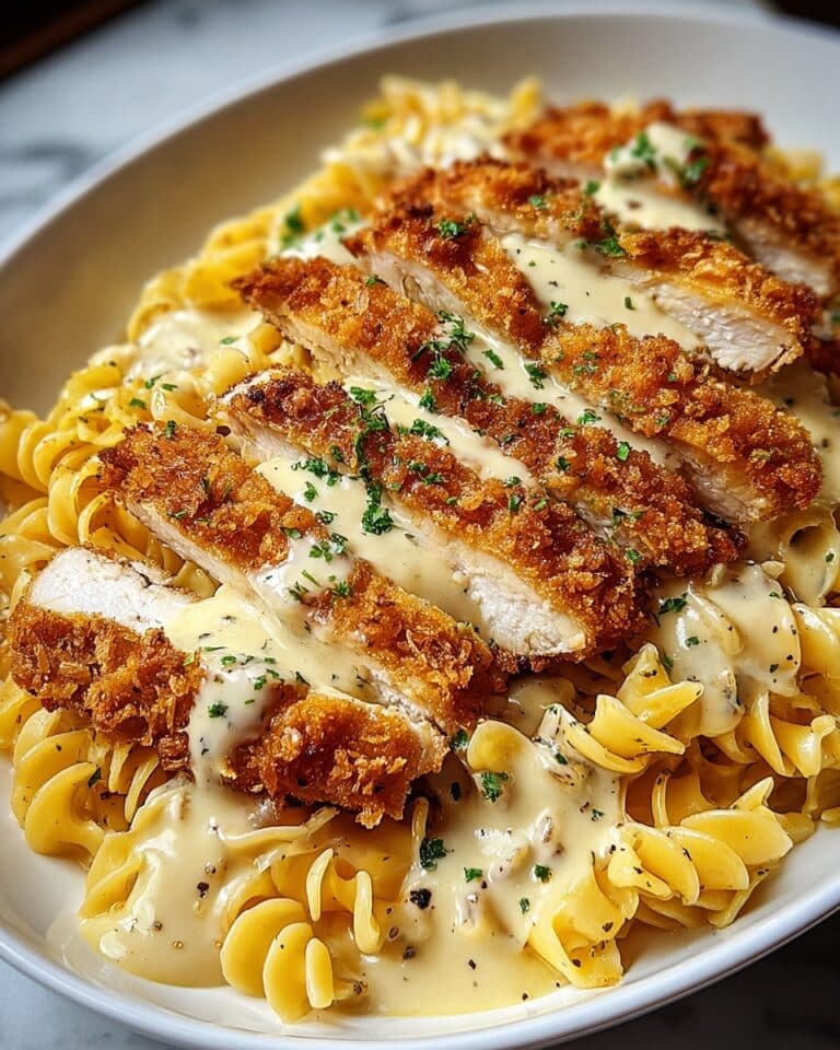 Crispy Chicken with Creamy Parmesan Pasta Recipe
