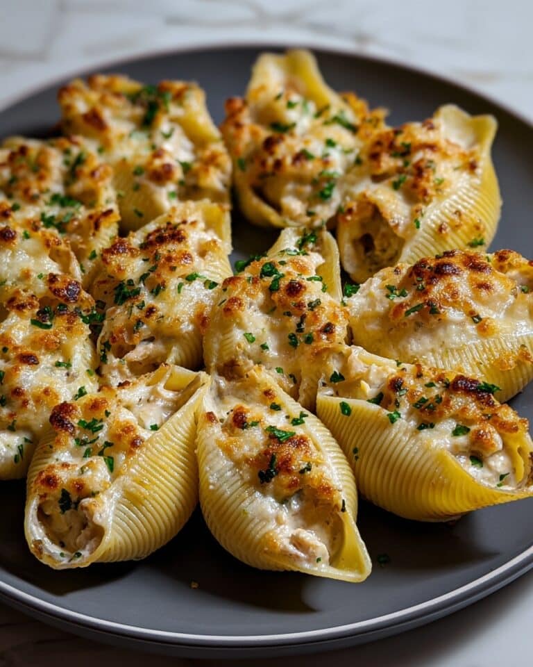 Creamy Chicken Alfredo Stuffed Shells Bake Recipe