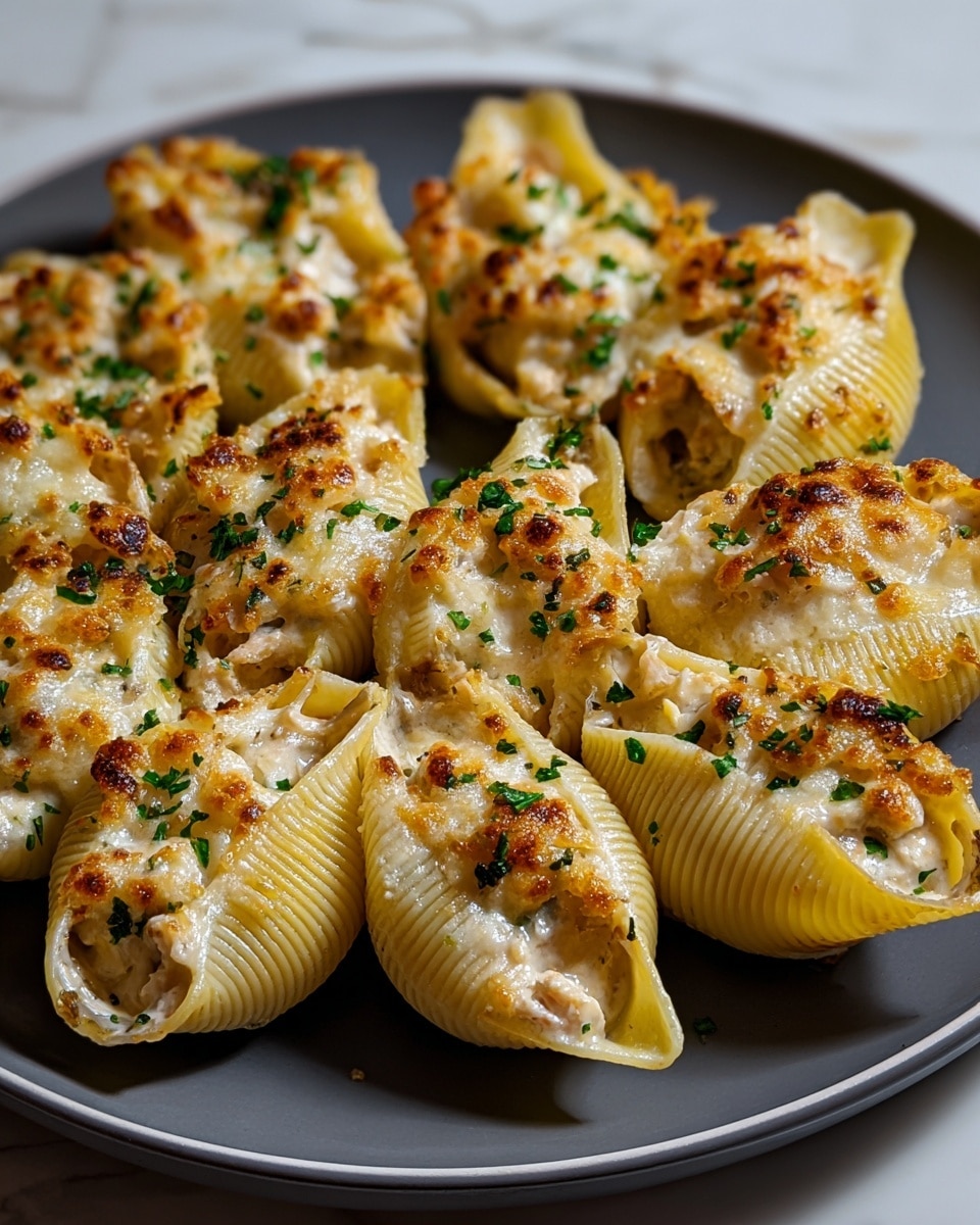 Creamy Chicken Alfredo Stuffed Shells Bake Recipe