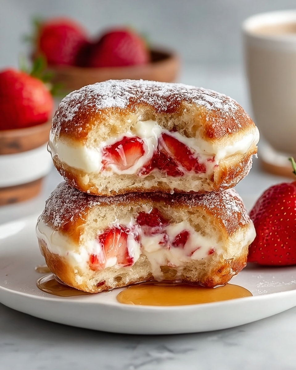 Strawberry Cream Stuffed Pancake Donut Stacks Recipe