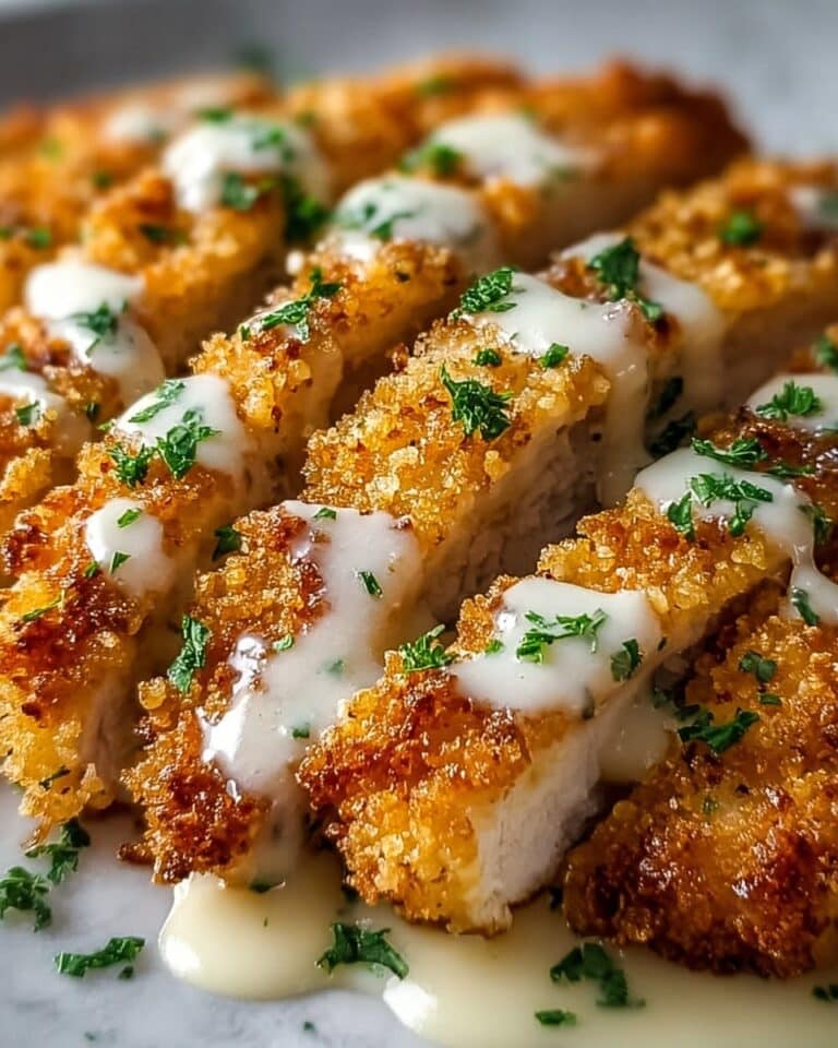 Irresistible Crispy Parmesan Chicken with Creamy Garlic Sauce Recipe